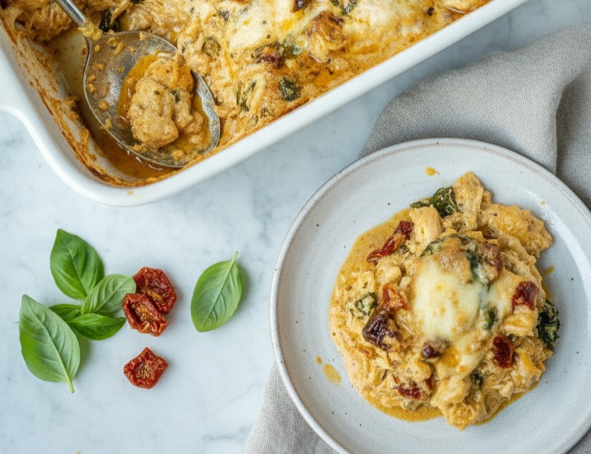 Baked Tuscan Chicken Casserole suggested serving