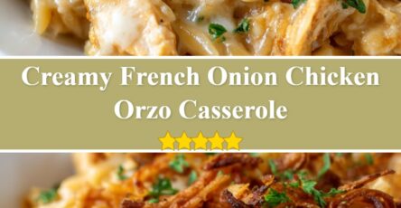 French Onion Chicken Orzo Casserole